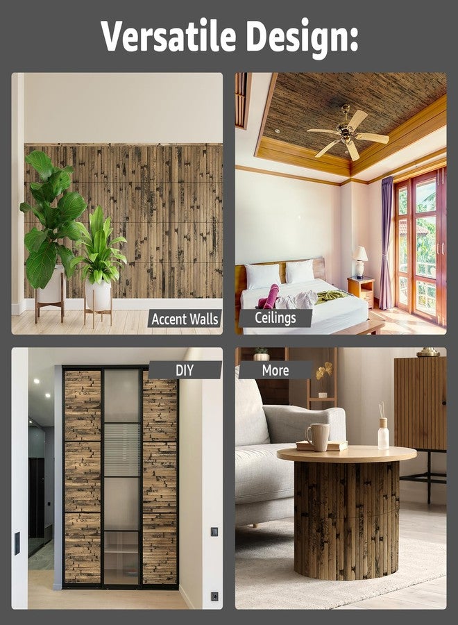 Art3d Natural Bamboo Wall Panel for Interior Wall Decor, Renewable Pole Wrap Wainscoting Paneling for Wall Ceiling Furniture Cabinet Office, 12 x 96 Inch - Dark Burned - Image 3
