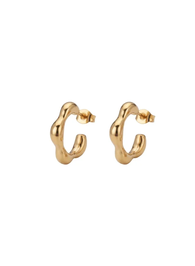 Palmonas 18K Gold Tone Plated Cute Floral Edge Hoop Earrings For Women - Waterproof & Anti-Tarnish