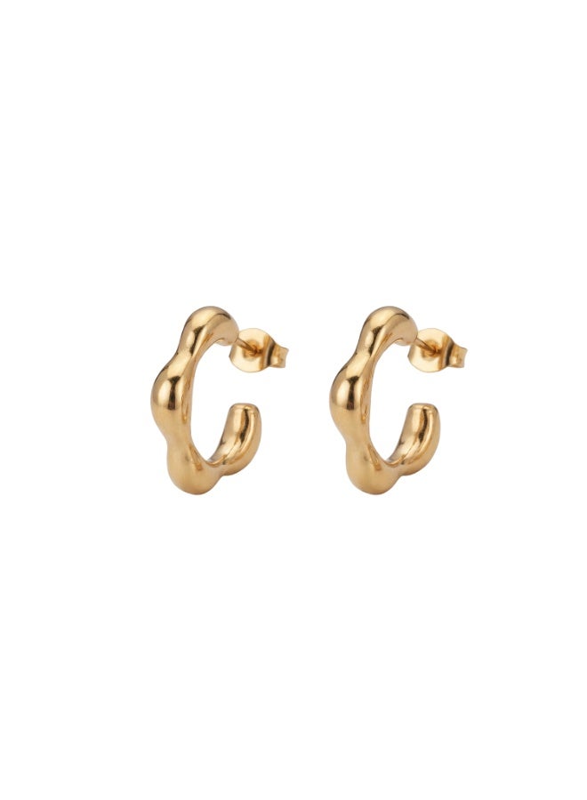 Palmonas 18K Gold Tone Plated Cute Floral Edge Hoop Earrings For Women - Waterproof & Anti-Tarnish - Image 1