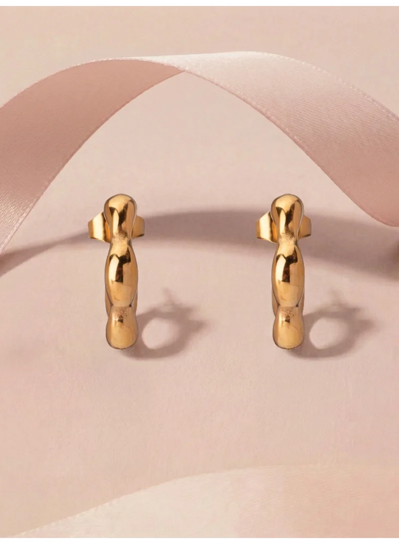 Palmonas 18K Gold Tone Plated Cute Floral Edge Hoop Earrings For Women - Waterproof & Anti-Tarnish