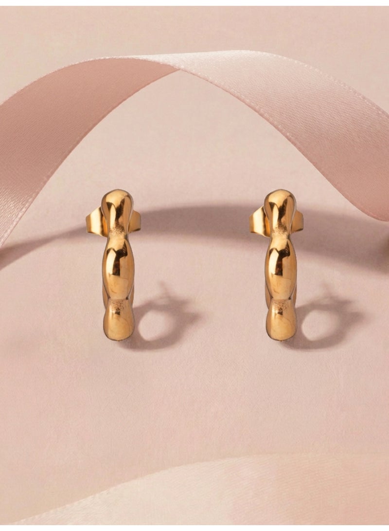 Palmonas 18K Gold Tone Plated Cute Floral Edge Hoop Earrings For Women - Waterproof & Anti-Tarnish - Image 2