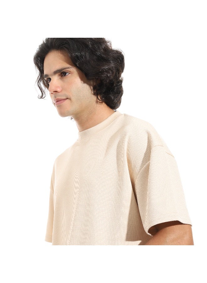 سيزار تيشرت رجالي سادة خامة بسكوتة برقبة دائرية - Image 5