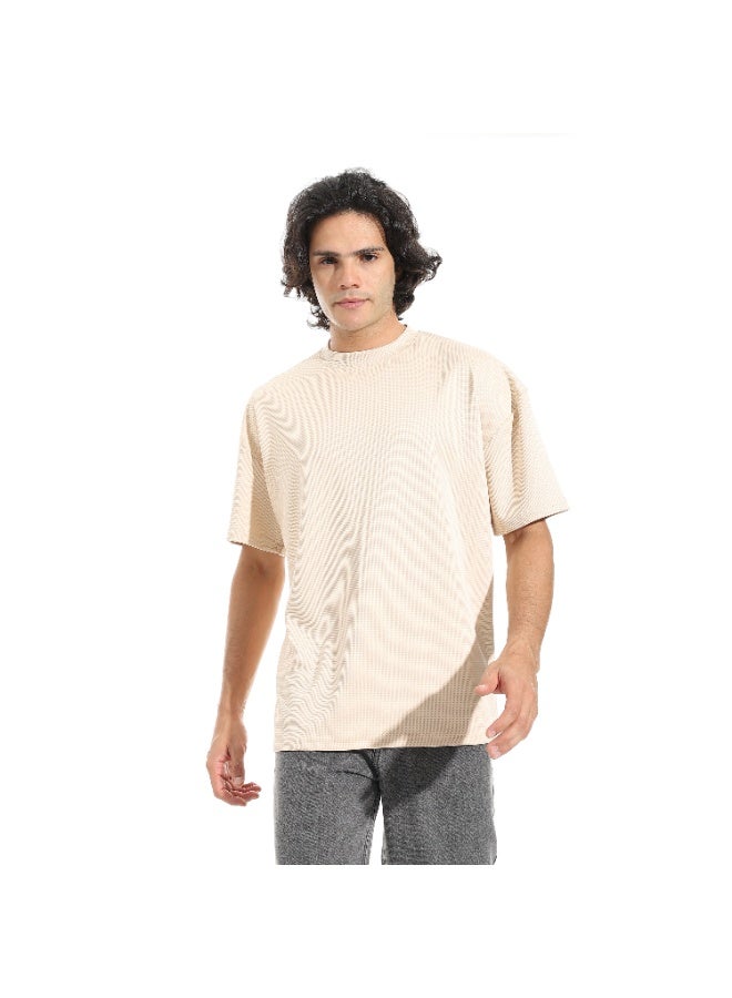 سيزار تيشرت رجالي سادة خامة بسكوتة برقبة دائرية - Image 2