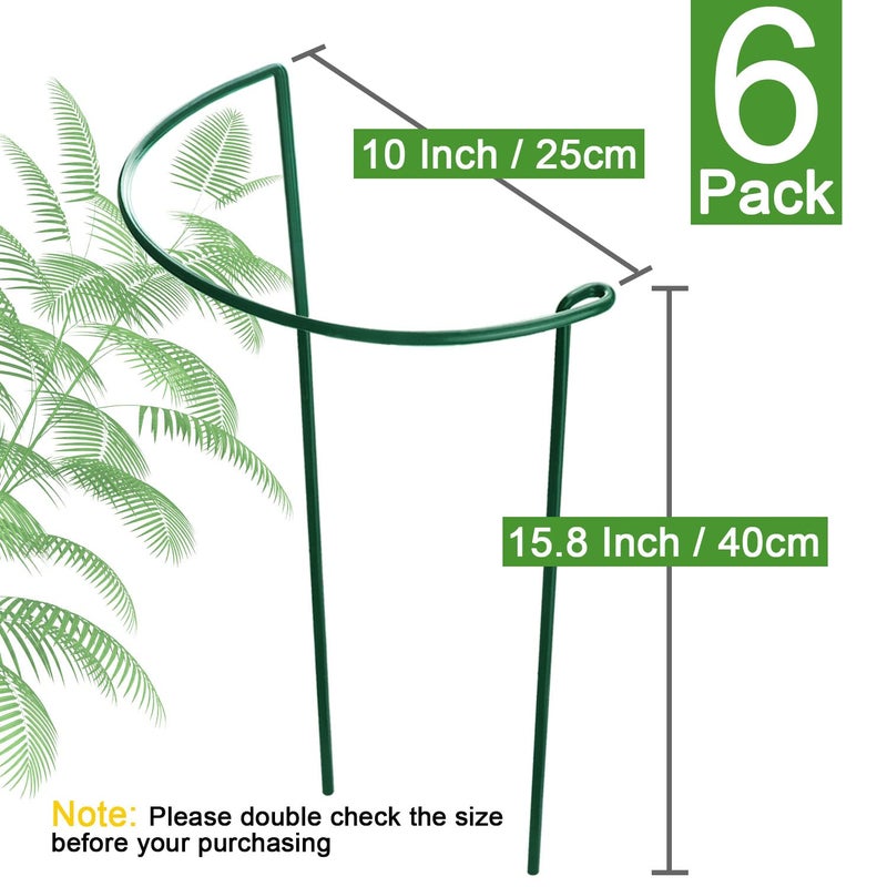 HiGift Plant Support Stakes, 6 Pack Metal Peony Cages and Supports, Garden Stakes Plant Support Cage, Large Plant Support Ring for Outdoor Indoor Snake Plant Peony Rose Flowers Vine (10" W x 15.8" H) - Image 4
