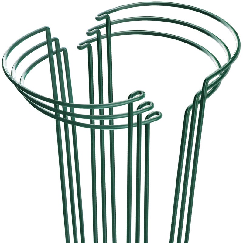 HiGift Plant Support Stakes, 6 Pack Metal Peony Cages and Supports, Garden Stakes Plant Support Cage, Large Plant Support Ring for Outdoor Indoor Snake Plant Peony Rose Flowers Vine (10" W x 15.8" H) - Image 1