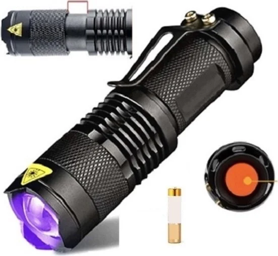 Bestway Four Season UV 395 Zoom Fener Mor Işik Sah. Money Look-Steri Ultraviolet Detector Battery