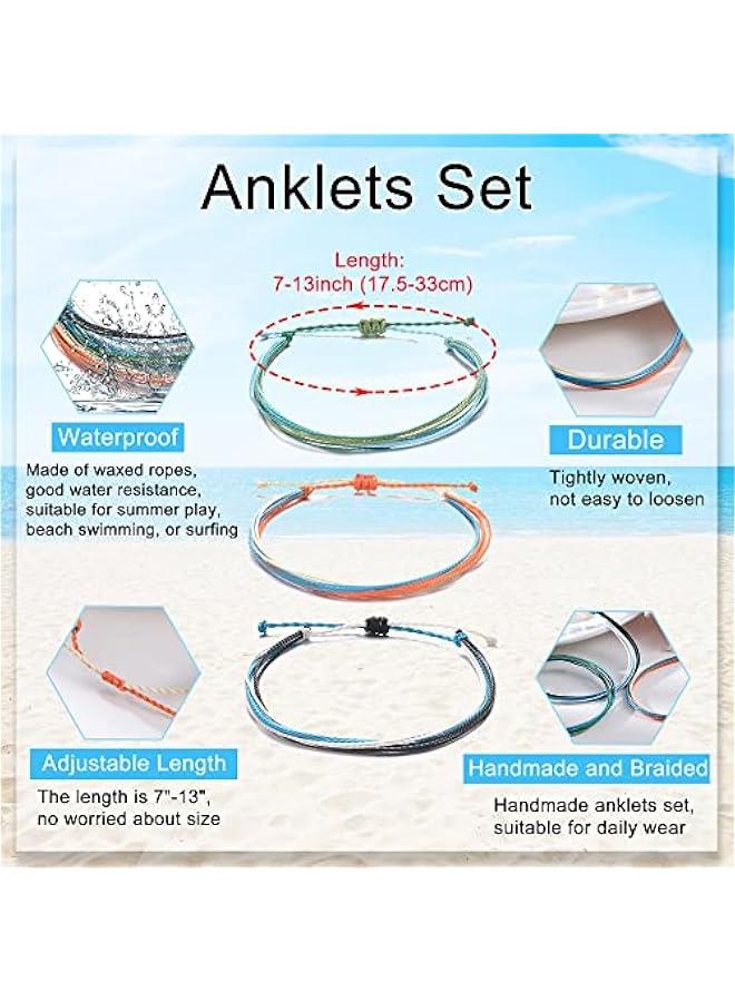 عربست تارسوس مجموعة اساور كاحل بوهو قابلة للتعديل مقاومة للماء بخيوط مضفرة، خلخال هاواي، هدايا مجوهرات للنساء والفتيات المراهقات - Image 2