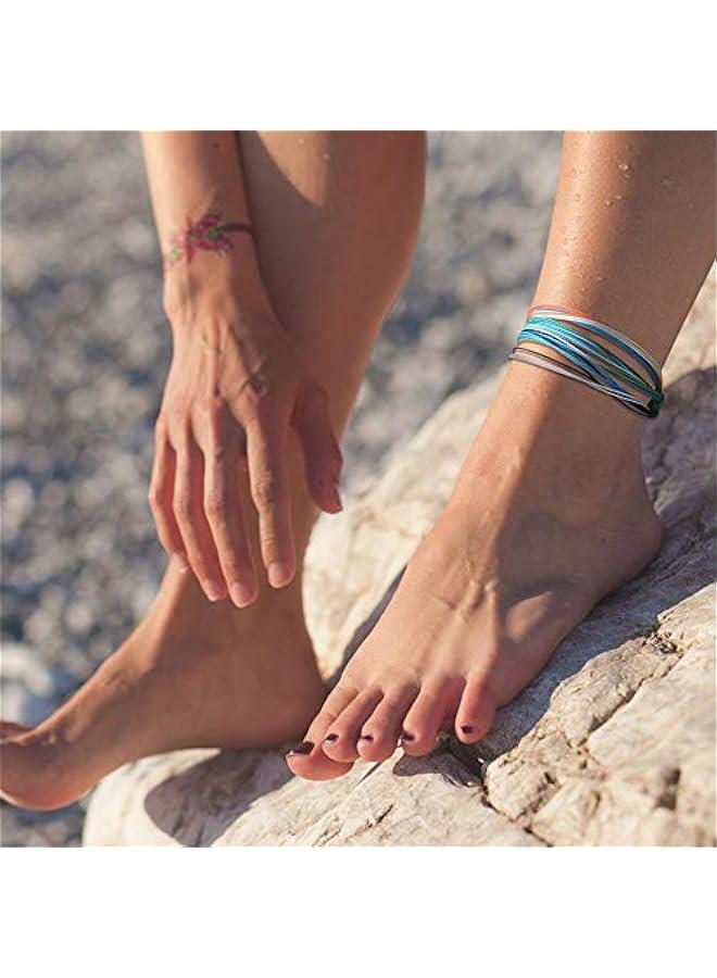 عربست تارسوس مجموعة اساور كاحل بوهو قابلة للتعديل مقاومة للماء بخيوط مضفرة، خلخال هاواي، هدايا مجوهرات للنساء والفتيات المراهقات - Image 3