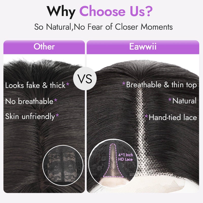 Eawwii Dark Brown Mixed Blonde Short Wavy Wig for Women Lace Hairline Bob Style Synthetic Heat Resistant - Natural Appearance for Everyday Hairstyle 14 Inch - Image 3