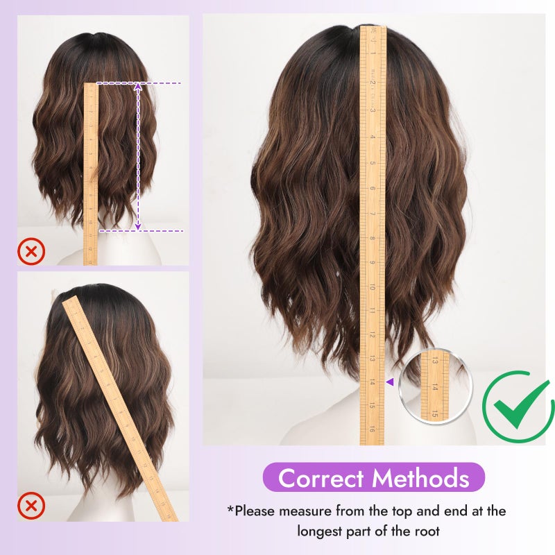 Eawwii Dark Brown Mixed Blonde Short Wavy Wig for Women Lace Hairline Bob Style Synthetic Heat Resistant - Natural Appearance for Everyday Hairstyle 14 Inch - Image 5