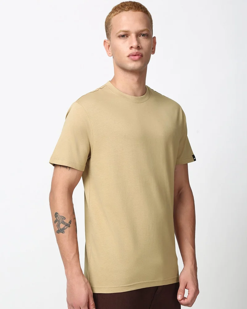 bewakoof Men's Ginger Root Brown T-shirt