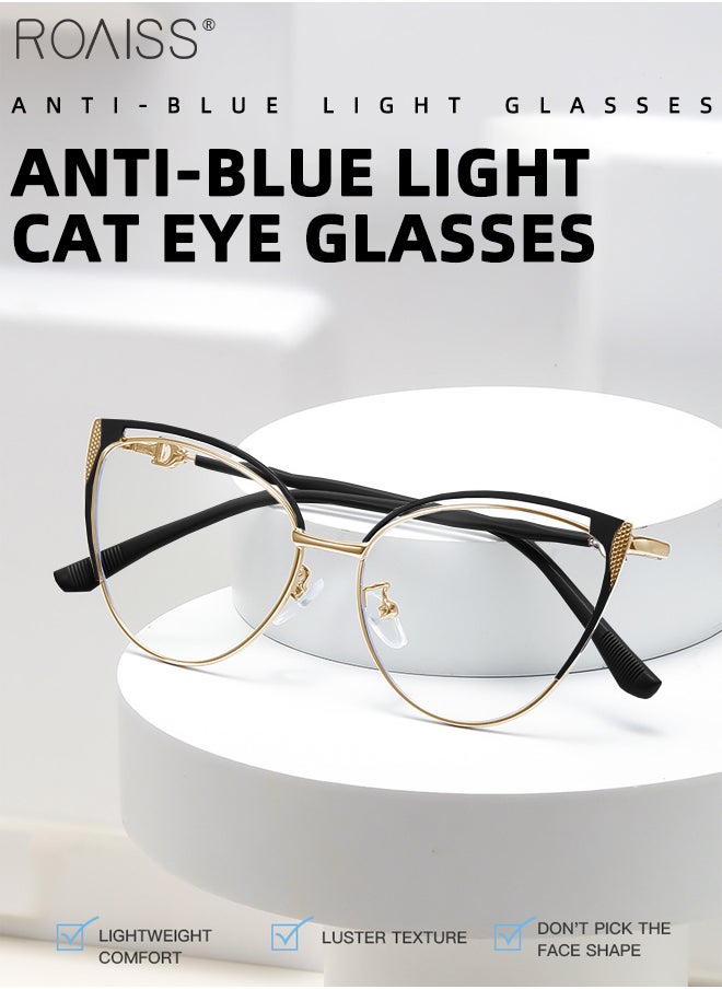 roaiss - Women's Blue Light Blocking Glasses, Blue Light Filter Computer Reading Gaming TV Phones Cat Eye Eyeglasses, Fashion Anti Eyestrain Headache Eyewear 53mm - Image 1
