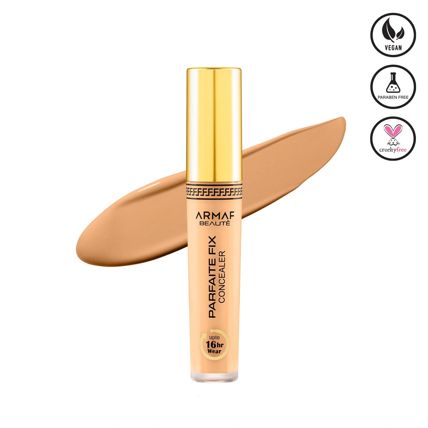 Armaf Beaute Face Make Up 16 Hours Parfaite Fix Concealer 5.8g Porcelain Colour, Vegan Liquid Formula, Buildable Coverage, Soft Matte Finish, Covers Blemishes & Dark Circles, For All Skin Types