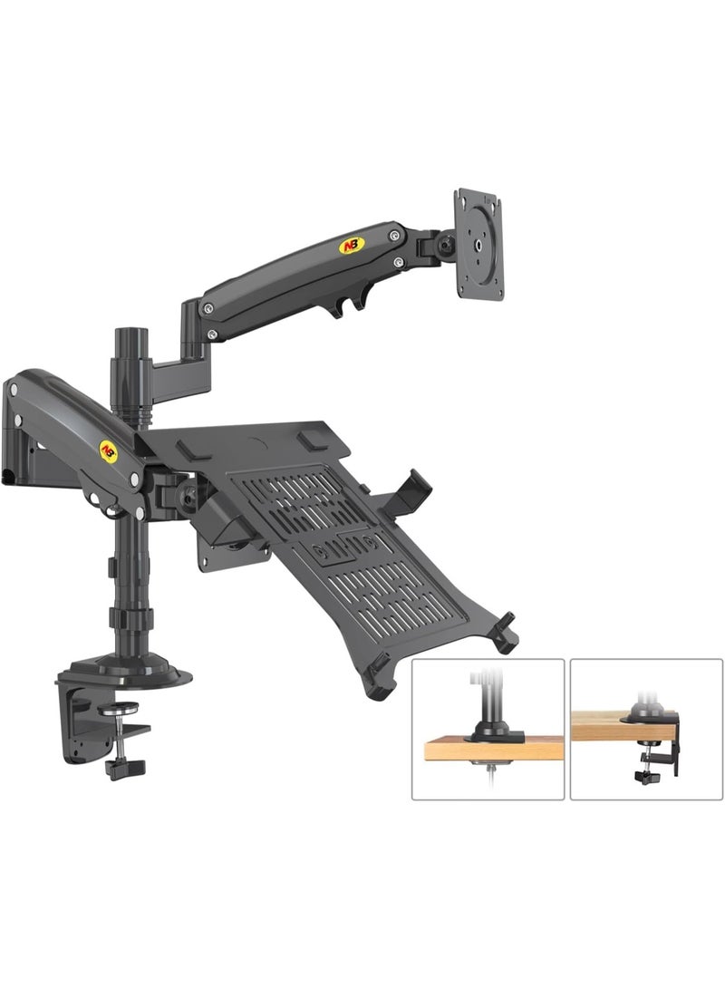 NB NORTH BAYOU H180-FP Dual Arm Shock Absorber 17"-27" Monitor Holder and 10"-17" Laptop Stand - Image 5