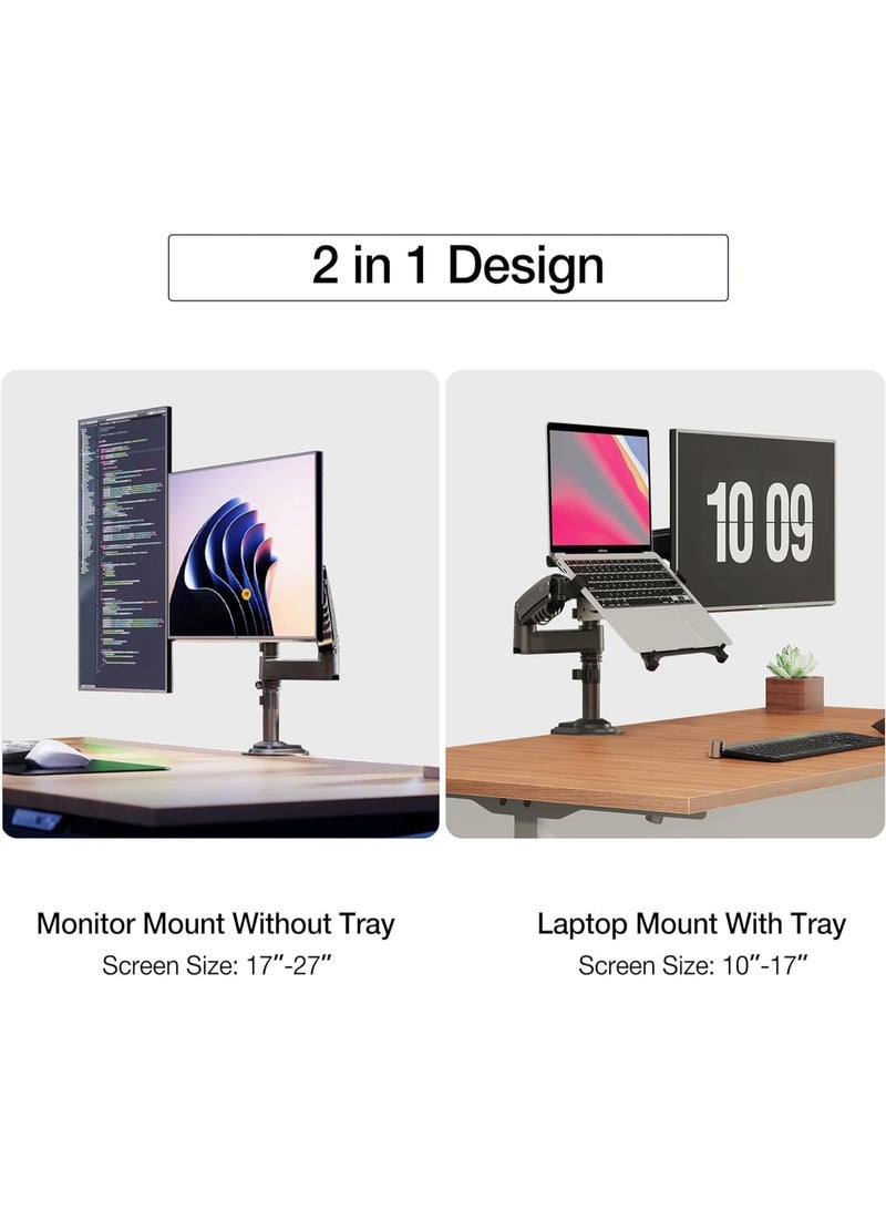 NB NORTH BAYOU H180-FP Dual Arm Shock Absorber 17"-27" Monitor Holder and 10"-17" Laptop Stand - Image 3