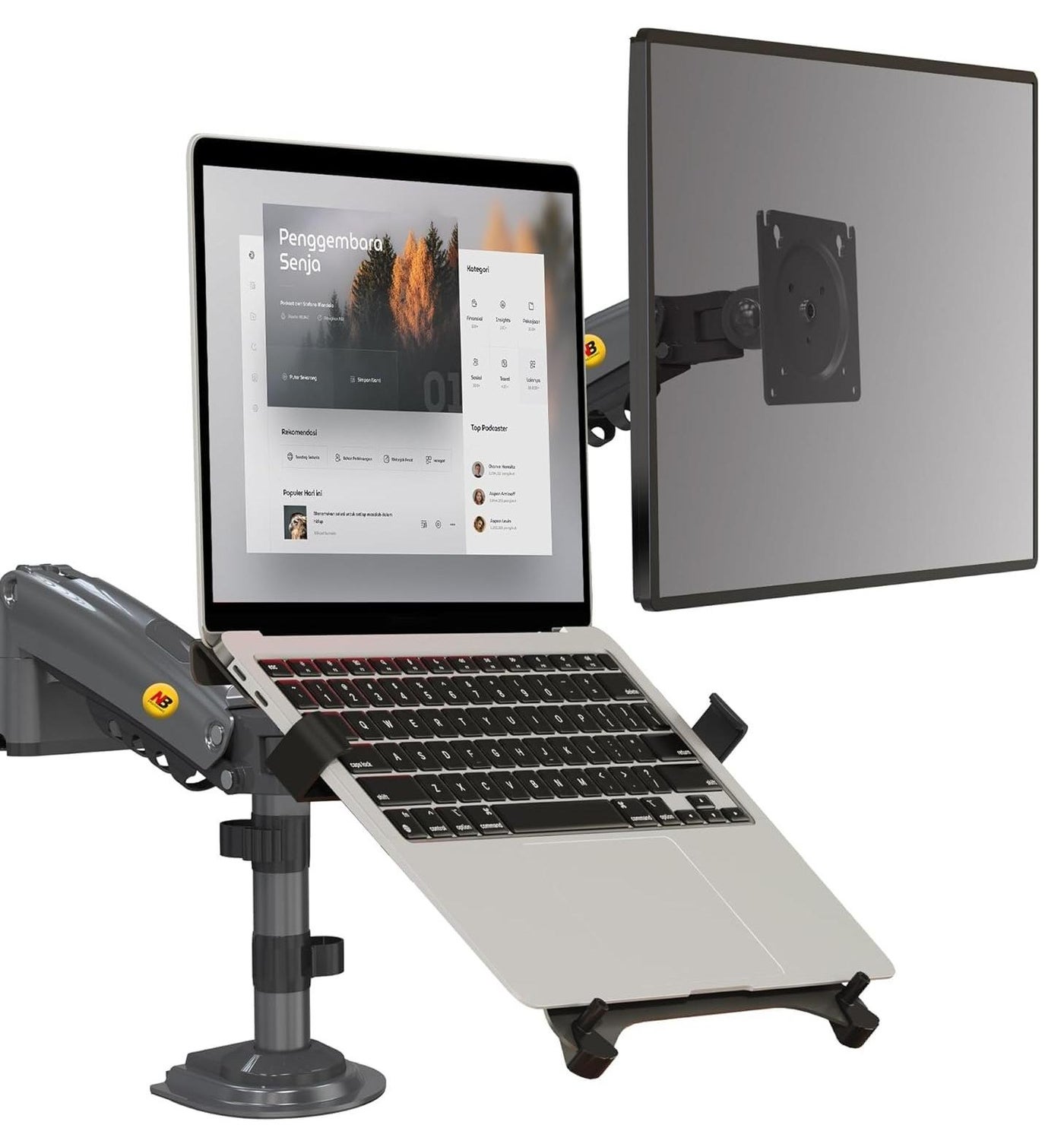 nb Nb h180-fp Dual Arm Shock Absorber 17 -27 Monitor Holder And 10 -17 Laptop Stand 17-27in Z7FFEFFCA459F922D8D09Z