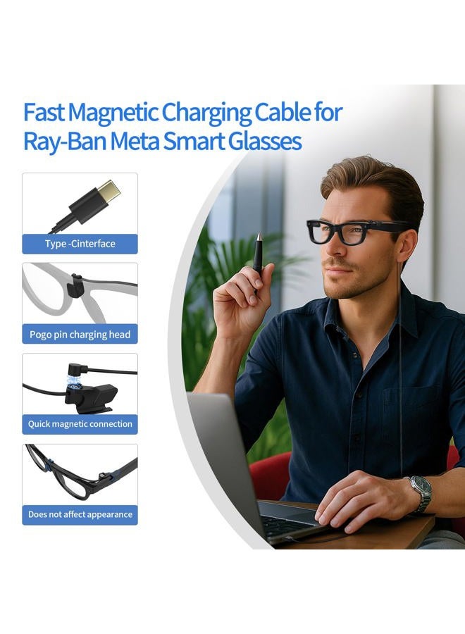 RCstyle HiBloks Magnetic Charging Cable for Ray-Ban Meta Wayfarer/Skyler/Headliner Gen 2 & Oakley Meta HSTN, USB-C Cable for RayBan Meta Gen 2 Accessories, Portable for Phone/Car/Laptop/Power Bank Charging - Image 5