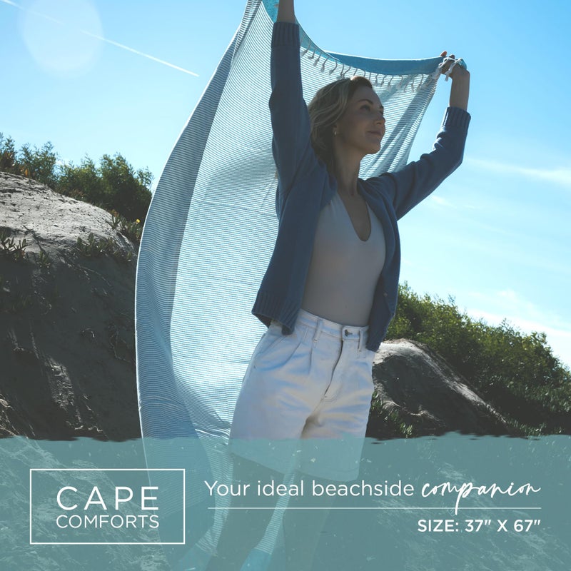 Cape Comforts Oversized Turkish Beach Towel, Diamond Dobby Aqua - 37'' x 67'' - Super Soft & Lightweight | Quick Dry Sand Free Travel Towels for Beach or Bath | Gifts - Image 2