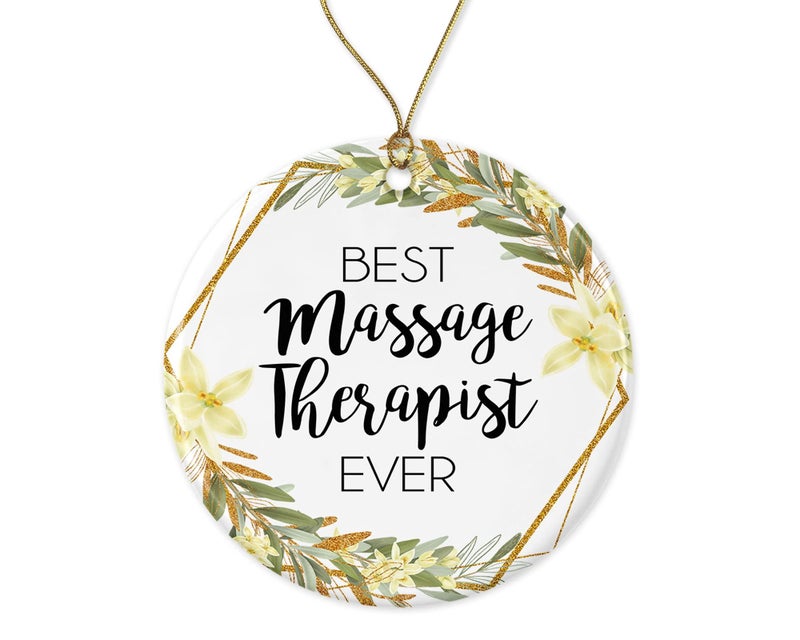WolfeDesignPDD Massage Therapist Christmas Ornament  Gift for Massage Therapist  Worlds Best Massage Therapist  Best Massage Therapist Ever Printed on Both Sides White