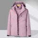 1 x 5 pcs Winter Mens and Womens Fleece-Lined Down Cotton Jacket 3-In-1 Detachable Windproof Waterproof Vest Thin Regular Length Women's lotus root powder 
