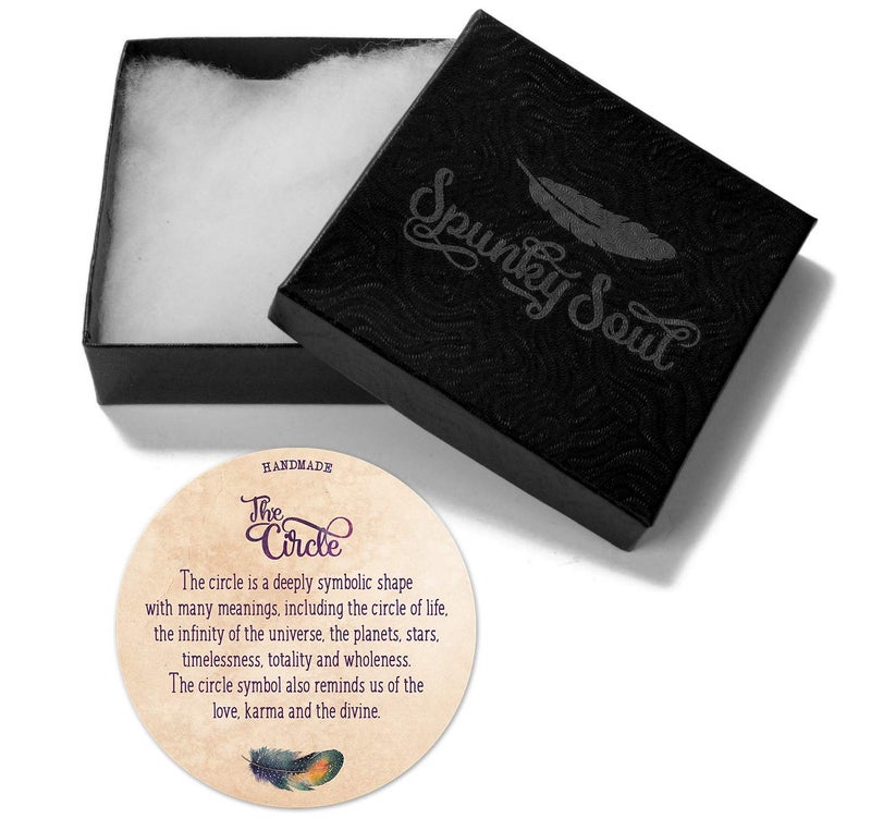 SPUNKYsoul Handmade Womens Brown Leather Wrap Bracelet - Bohemian 5-Wrap with Brass Circle Symbol, Adjustable Rustic (Women's) - Image 4