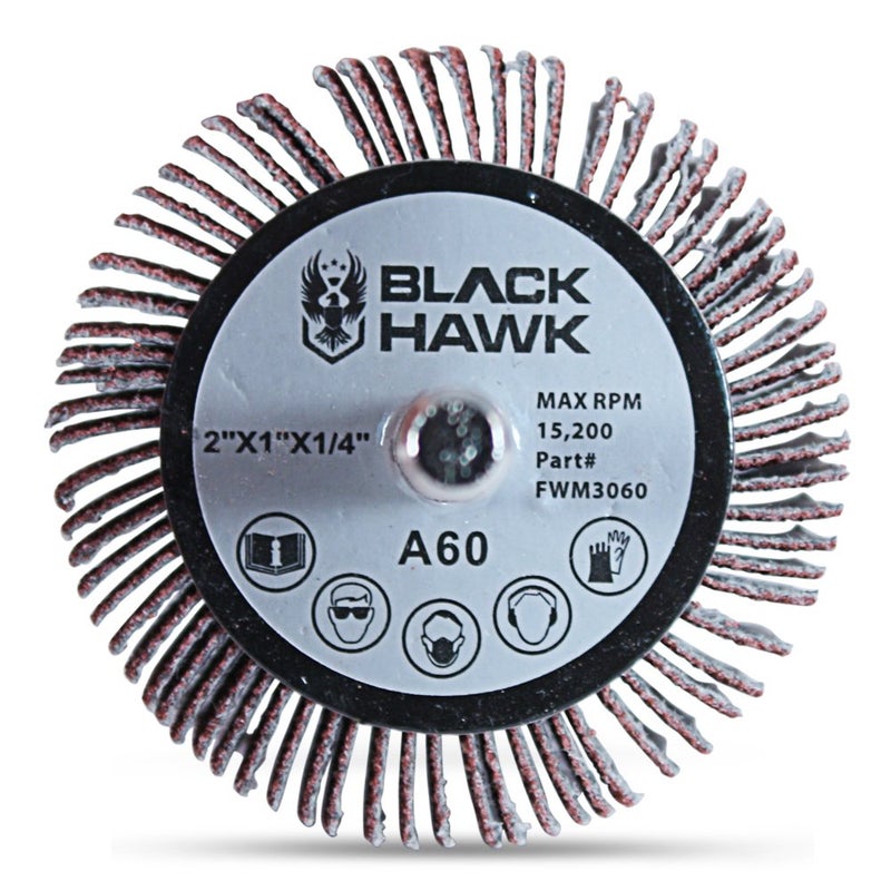BHA Aluminum Oxide Shank Mounted Flap Wheels, 2” x 1” x 1/4”, 120 Grit - 5 Pack - Image 3
