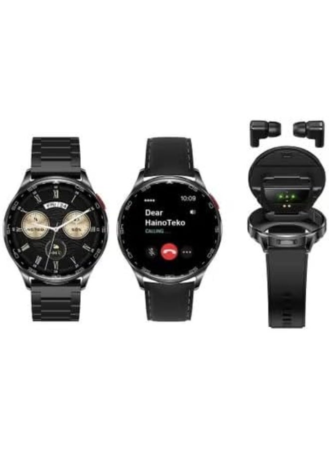 Smart Watch with Integrated Earbuds, AMOLED Touchscreen, Waterproof Fitness Tracker, Multiple Straps