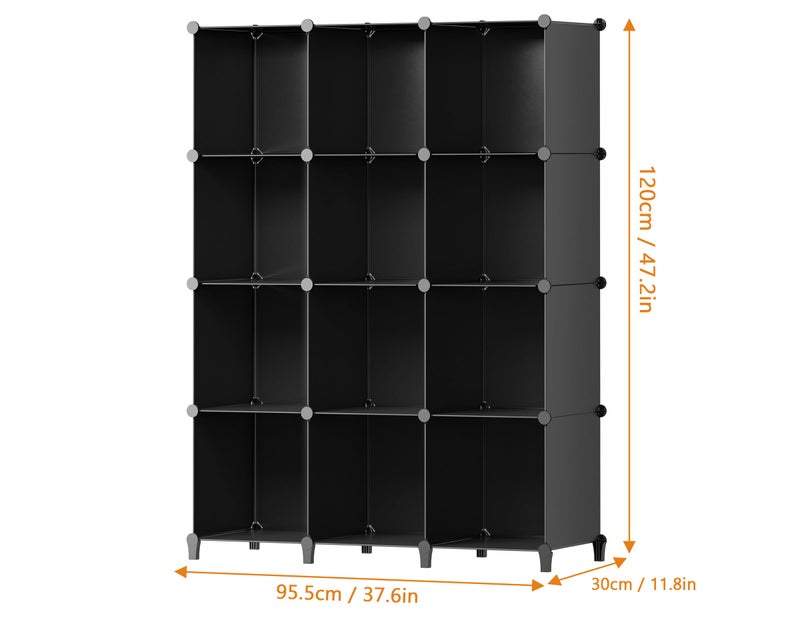 HOMIDEC Closet Organizers and Storage, 12 Cube Storage Organizer, Portable Closet Organization Clothes Shelves for Kids, Closet, Bedroom, Bathroom, Office, Black - Image 4