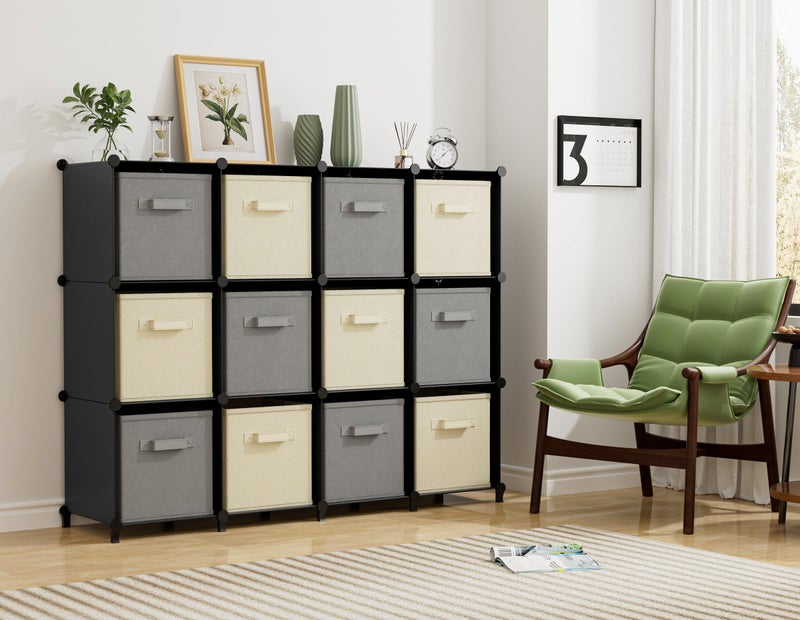 HOMIDEC Closet Organizers and Storage, 12 Cube Storage Organizer, Portable Closet Organization Clothes Shelves for Kids, Closet, Bedroom, Bathroom, Office, Black - Image 5