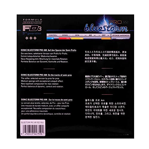 Donic BlueStorm Pro AM Max Table Tennis Rubber, Colour - Red - Image 2