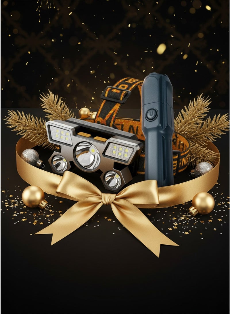 1PCS Outdoor Portable LED Flashlight – USB Rechargeable Zoomable Emergency Torch for Camping, Hiking & Work & UltraBeam X5 Rechargeable LED Headlamp Bundle - Image 5