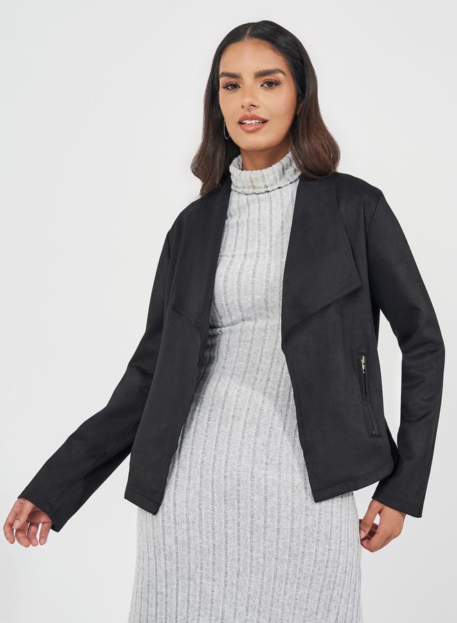 ستايلي جاكيت بايكر قصير بقصة عادية - Image 1