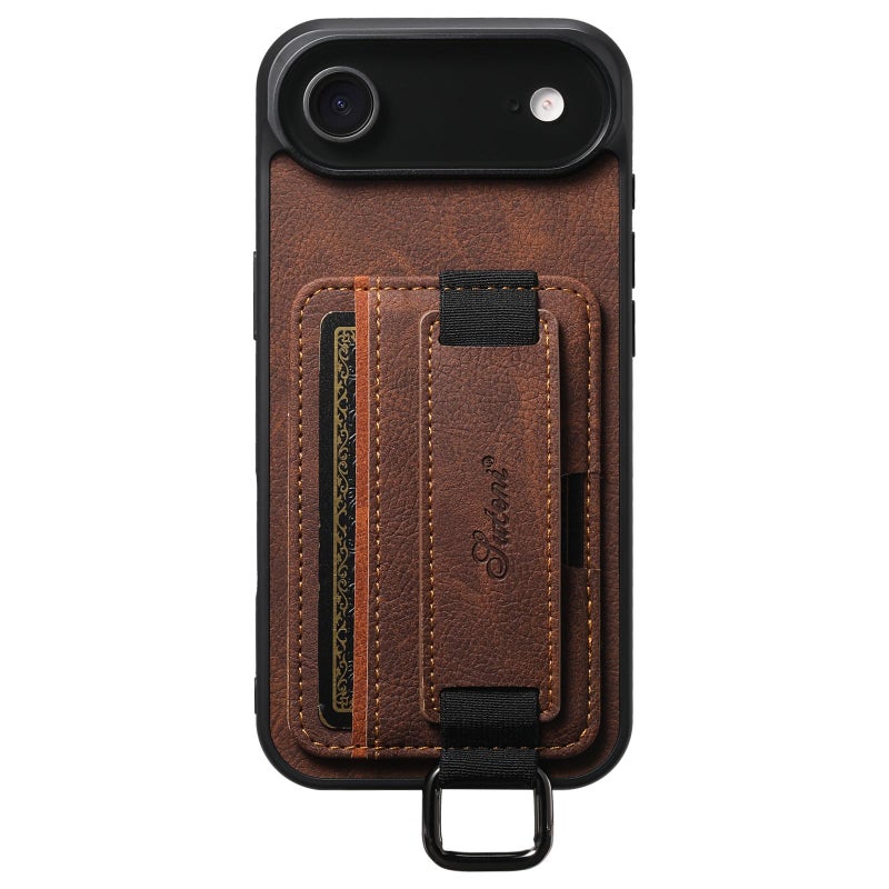 Suteni For Iphone Air H13 Litchi Leather Wrist Strap Wallet Back Phone Case(Brown) - Image 1