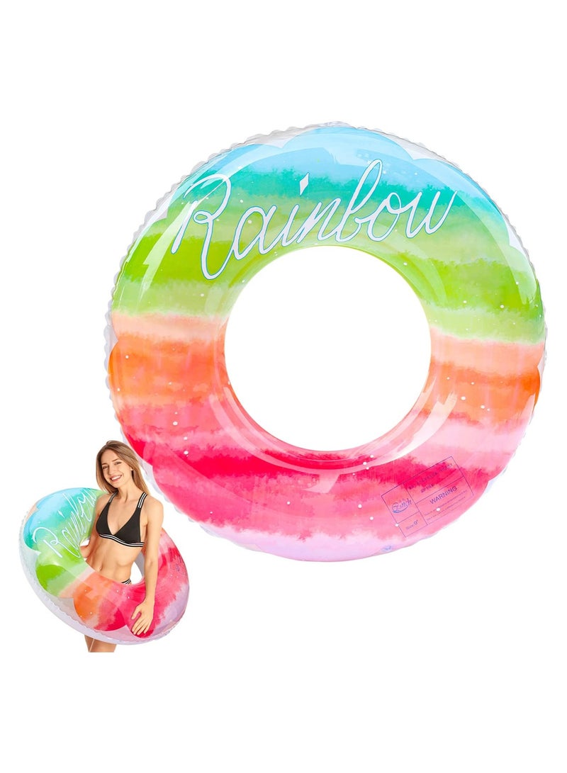 SOLARAE Swim Ring Inflatable Pool Floats Swimming Pool Floats Ring Colorful Durable Rubber Rings Tubes for Swimming Pool Water Sports for Teenagers - Image 1