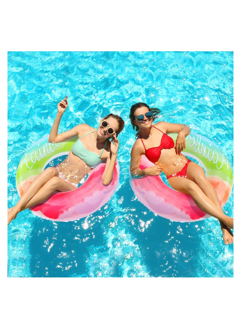 SOLARAE Swim Ring Inflatable Pool Floats Swimming Pool Floats Ring Colorful Durable Rubber Rings Tubes for Swimming Pool Water Sports for Teenagers - Image 3