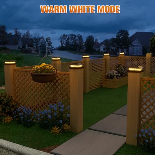 APONUO Solar Post Cap Lights for 4x4 Posts, Bright Warm White LED Post Cap Lights Solar Powered, IP64 Waterproof & All-Night Lighting, Black 16 Pack – Deck, Fence, Patio Light (Easy Install) - Image 5