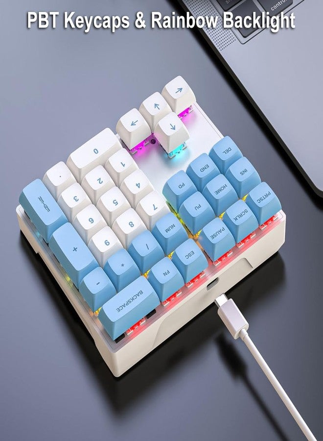 LINKEET Mechanical Numpad Rainbow Backlit Smooth Red Switches Wired USB Number Pad 33-Key NKRO Numeric Keypad with XDA PBT Keycaps External Keyboard Num Pad for Laptop, Mac - White Blue - Image 5