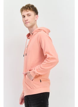 Goliath Men Hooded Long Sleeve Embroidered Logo Sweatshirt, Coral  - Image 2