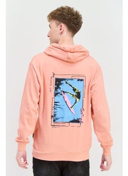 Goliath Men Hooded Long Sleeve Embroidered Logo Sweatshirt, Coral  - Image 4