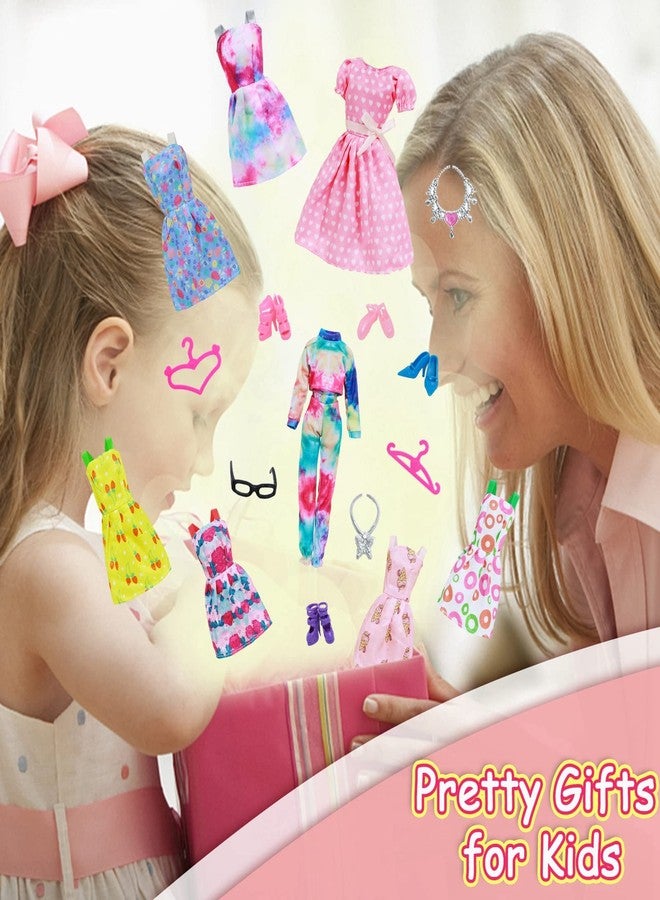 BLIJOLA 43Pcs Doll Clothes and Accessories Pack Including 10 Mini Dresses 3 Handmade Fashion Clothing Outfits Sets 10 Shoes 20 Cute Accessories for 11.5 inch Girl Doll - Image 5