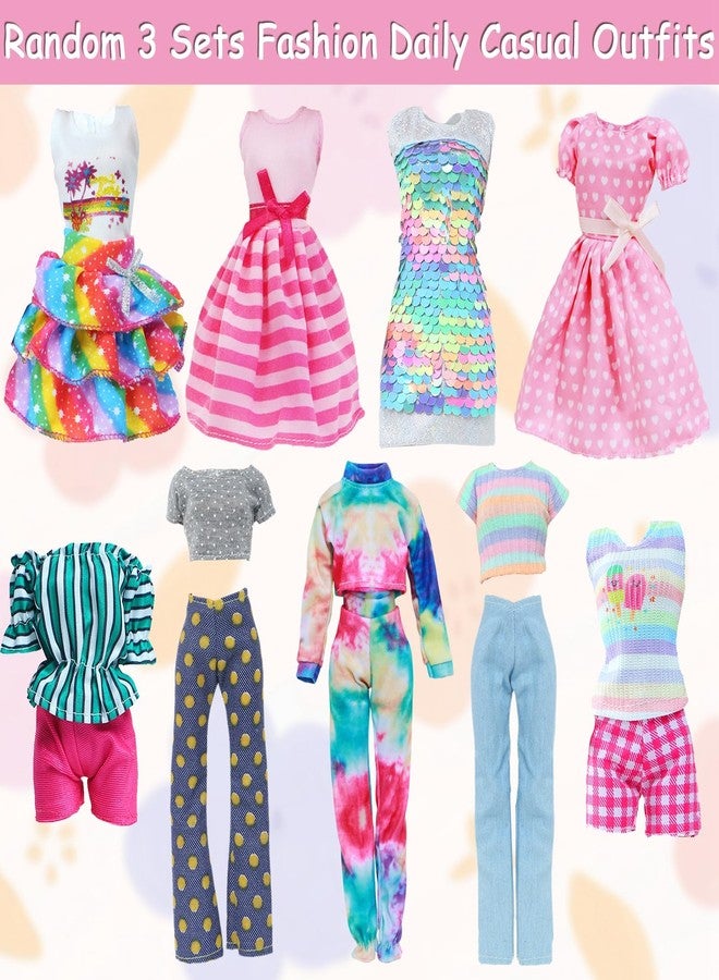 BLIJOLA 43Pcs Doll Clothes and Accessories Pack Including 10 Mini Dresses 3 Handmade Fashion Clothing Outfits Sets 10 Shoes 20 Cute Accessories for 11.5 inch Girl Doll - Image 4