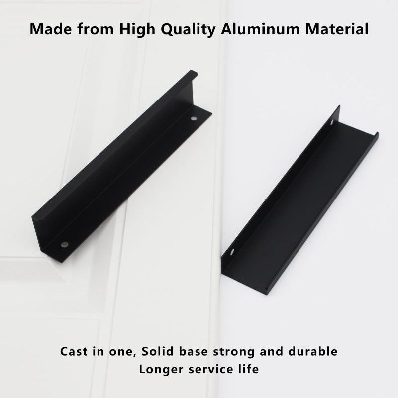 Hanihua 5 Pack Black Cabinet Handles Modern Finger Edge Pulls For Cabinets 5.9Inch/150Mm Length, Finger Drawer Pulls Kitchen Drawer Tabs Pull Hardware Concealed Tab Aluminum - Image 5