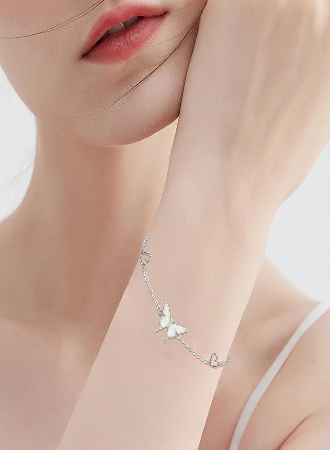 CUOKA MIRACLE Butterfly Bracelet 925 Sterling Silver Opal Bracelet Adjustable Butterfly Jewelry Birthday Gifts for Women - Image 3