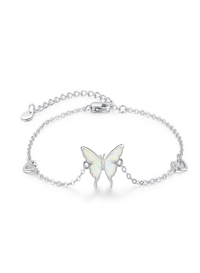 CUOKA MIRACLE Butterfly Bracelet 925 Sterling Silver Opal Bracelet Adjustable Butterfly Jewelry Birthday Gifts for Women - Image 1