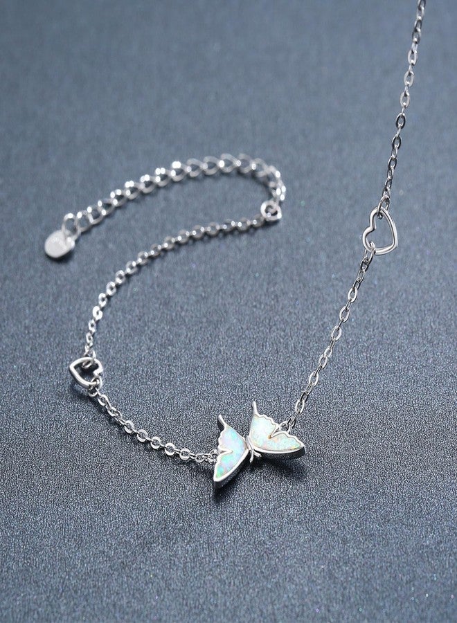 CUOKA MIRACLE Butterfly Bracelet 925 Sterling Silver Opal Bracelet Adjustable Butterfly Jewelry Birthday Gifts for Women - Image 2
