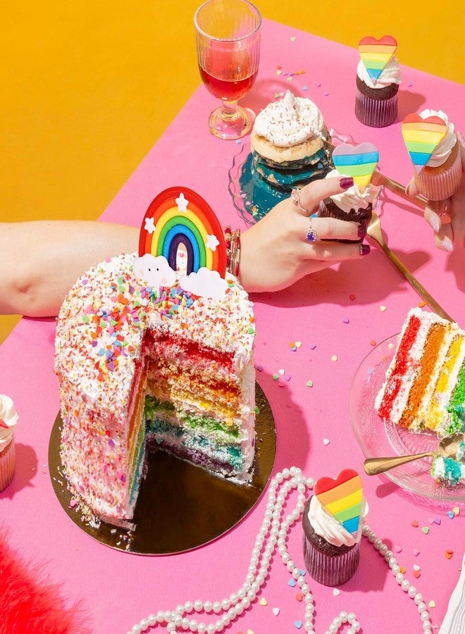 Sliverdew Soft Pottery Cute Rainbow Star Cloud Cake Decorations - Colorful Rainbow Cupcake Topper - Personalized Reusable Happy Birthday Cake Topper - Birthday Party Decorations Supplies - Image 5