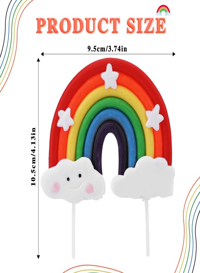 Sliverdew Soft Pottery Cute Rainbow Star Cloud Cake Decorations - Colorful Rainbow Cupcake Topper - Personalized Reusable Happy Birthday Cake Topper - Birthday Party Decorations Supplies - Image 3