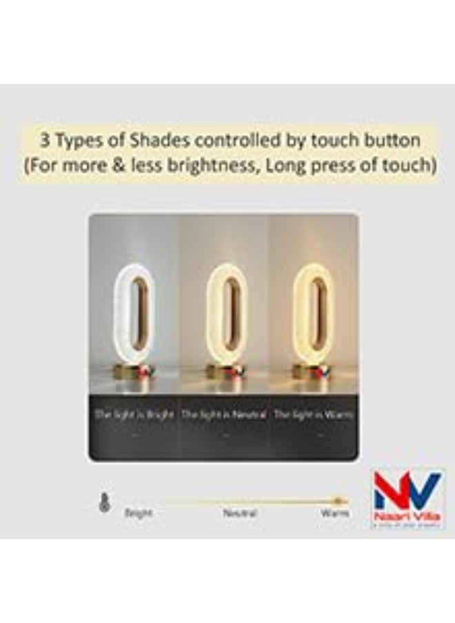 ELTRAZONE LED Oval Shaped Crystal Table Decorative Night Light Lamp with Touch Sensor | 3 Adjustable Color Shades | Modern Indoor Lighting for Home, Office, Bedroom, Living Room | Elegant Gift Idea for Special Occasions | Energy Efficient, Easy to Use - Image 2