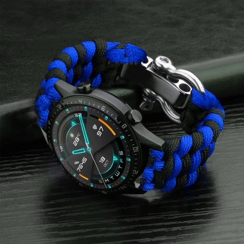 Bluejw 22mm Universal Nylon Paracord Bracelet Watch Band Strap for Samsung Galaxy Watch 6/5/4, Huawei & Garmin Smartwatch - Replace Your Wristband - Image 1