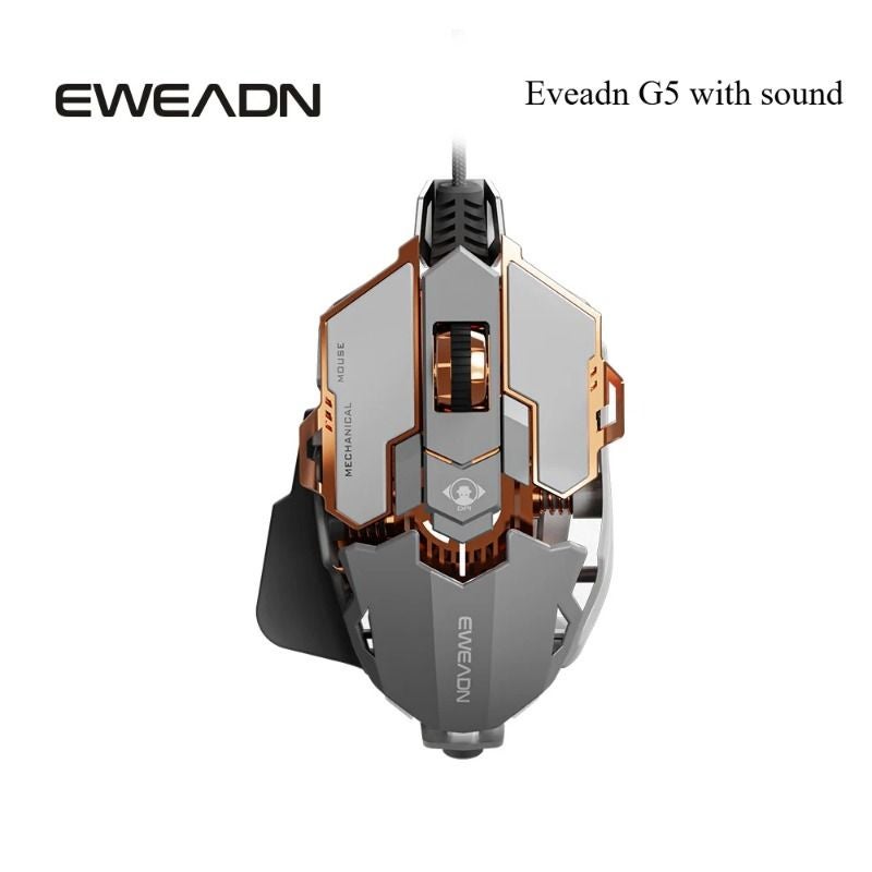 Eweadn G5 Wired USB Gaming Mouse with Optional Mute, Macro Function Key, Grey - Image 1